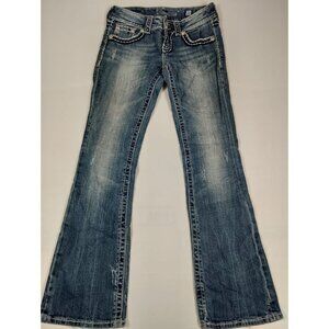 Miss Me Women Size 26x28 Blue Denim JPW5066UR Bootcut Embroidered Jeans